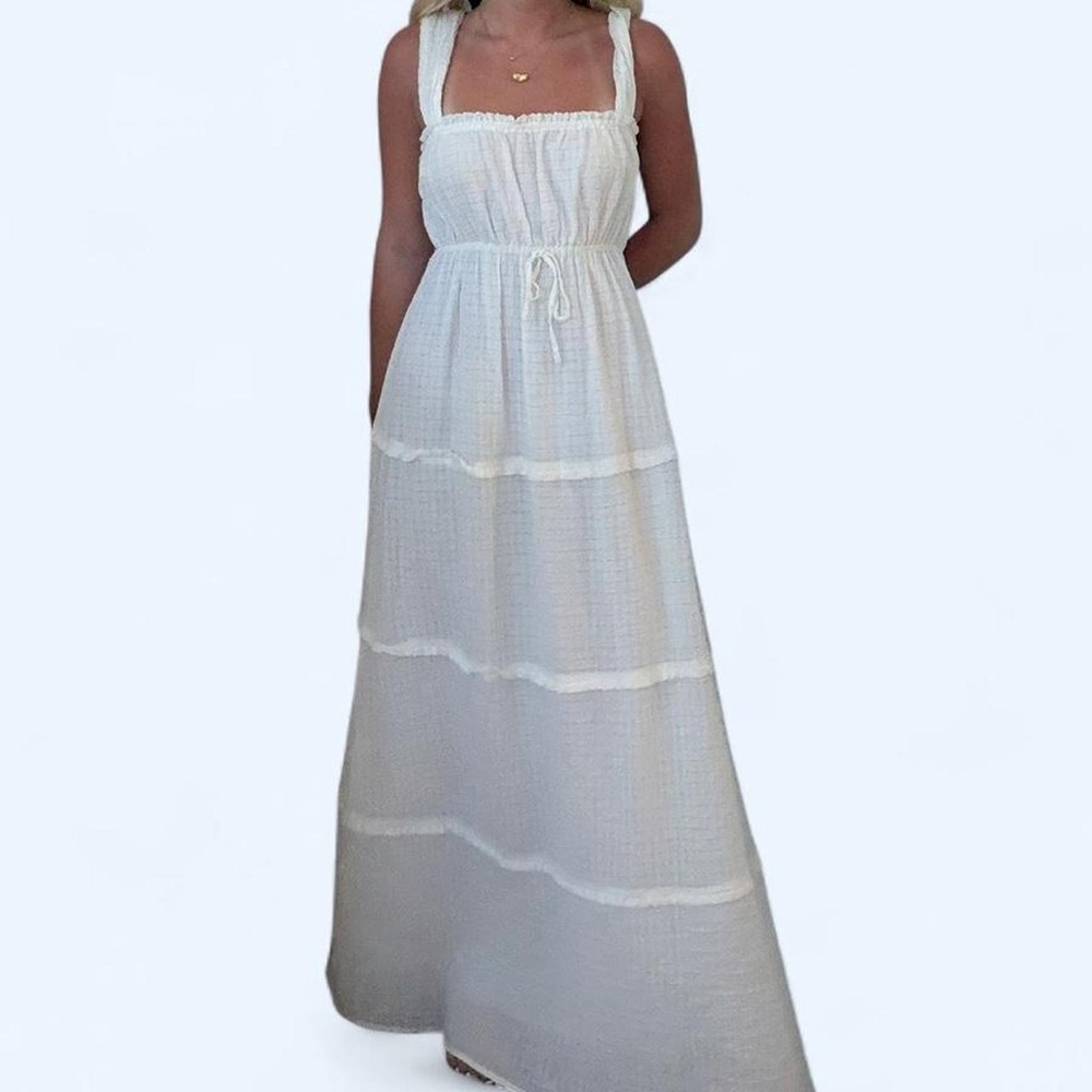 Reformation White Tiered Maxi Sundress with Square Neck - Picture 2 of 2